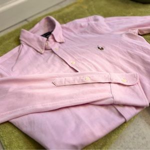 EUC Polo Ralph Lauren Pink Women’s Button Down Long Sleeve Polo Knit Oxford M